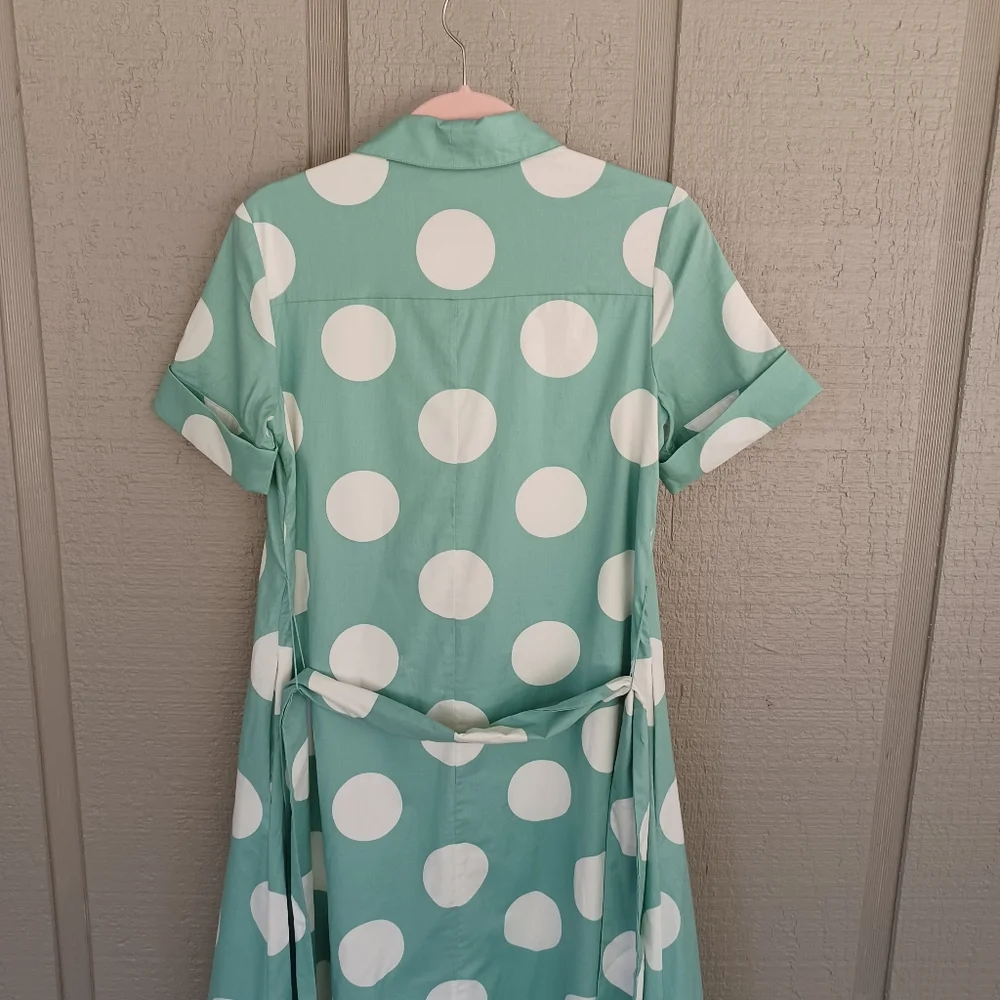 Kate Spade Grand Dot Midi Shirtdress Size XS Women Preppy Pockets Cotton Blend